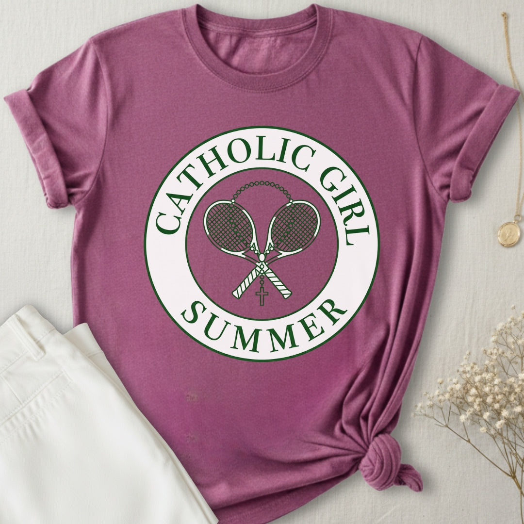 Catholic Girl Summer Tennis T-Shirt