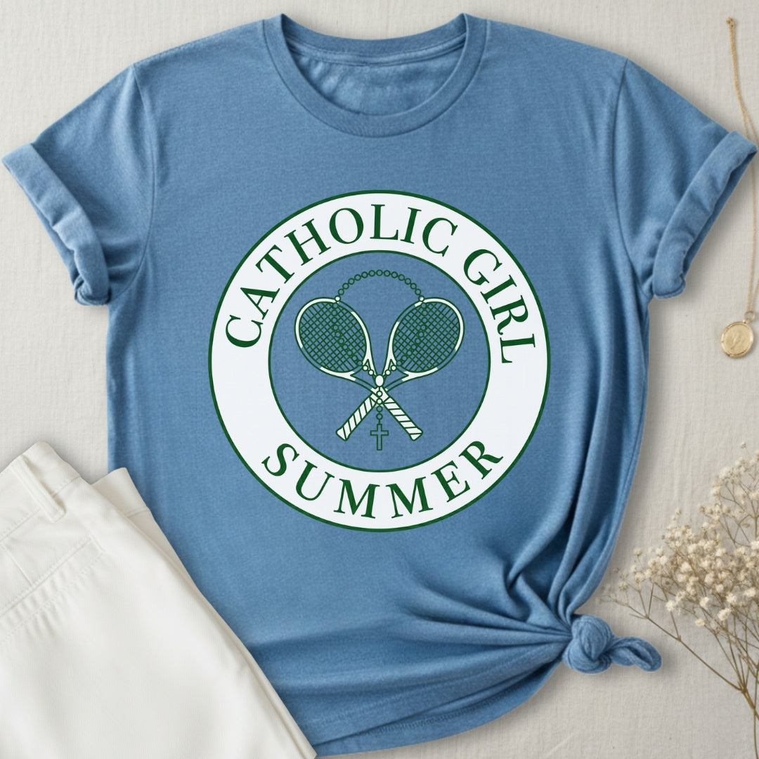 Catholic Girl Summer Tennis T-Shirt