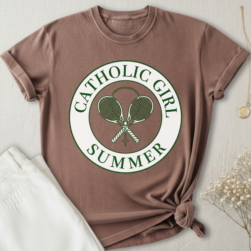 Catholic Girl Summer Tennis T-Shirt