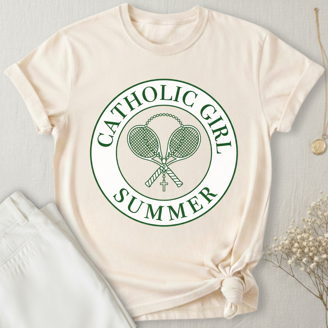 Catholic Girl Summer Tennis T-Shirt